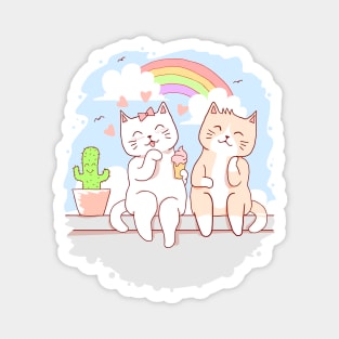 Cats eating ice cream Magnet