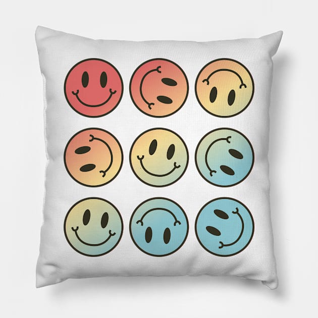 Smiley Face Pattern Pillow by Taylor Thompson Art