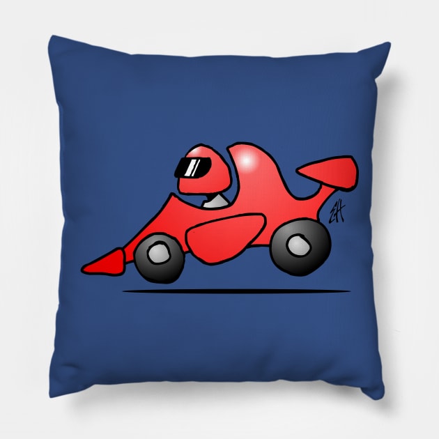 Red race car Pillow by Cardvibes