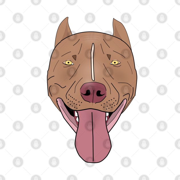 Smiling Red Nose Pit Bull with his Tongue Out - Line Art by ibadishi