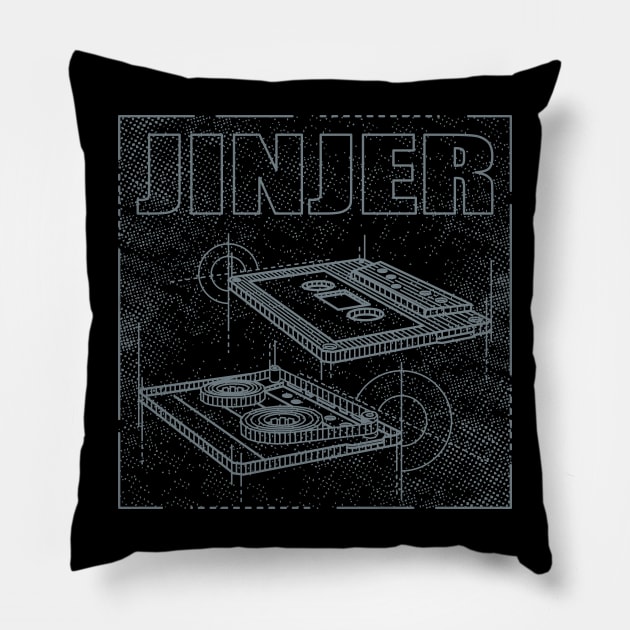 Jinjer - Technical Drawing Pillow by Vector Empire
