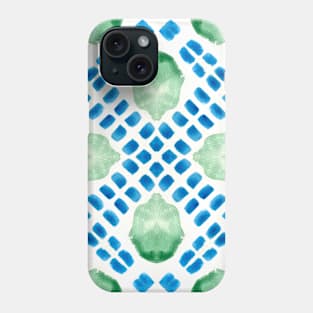 Turquoise and Fresh green garden stepping stones and leaves set in a mosaic tile Phone Case