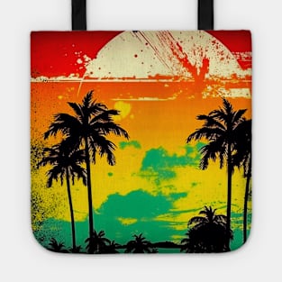 Retro Paradise: Vintage Tropical Sunset and Palms Tote