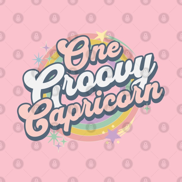 One Groovy Capricorn Cute Retro Design in Pastel Colors by EndlessDoodles