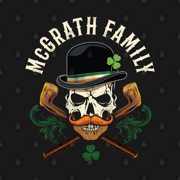 McGrath Family Irish Skull with Shillelagh and Shamrock by Celtic Folk