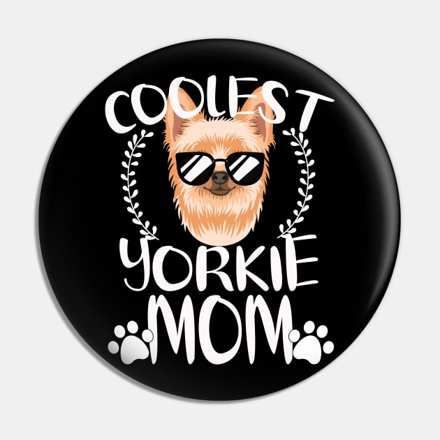 Glasses Coolest Yorkie Dog Mom Pin by mlleradrian