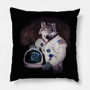 Wolfy Goes to Mars Pillow