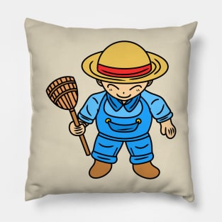 Cute chibi farmer boy Pillow