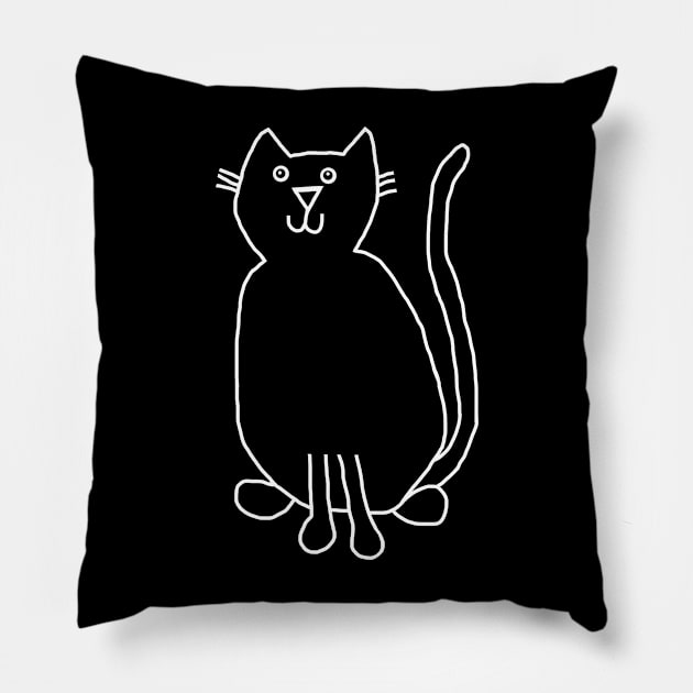 Minimal Ghost Cat Pillow by ellenhenryart