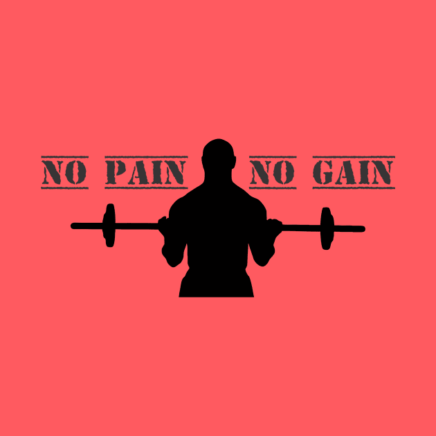 Silhouette No Pain No Gain man with Dumbbells GYM by YellowQueen