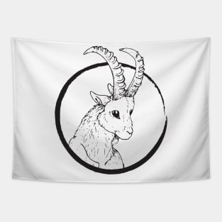 Pen & Ink Goat Head Tapestry