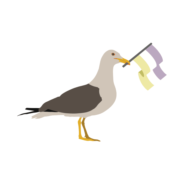 Seagull Holding Twink Pride Flag by JustGottaDraw