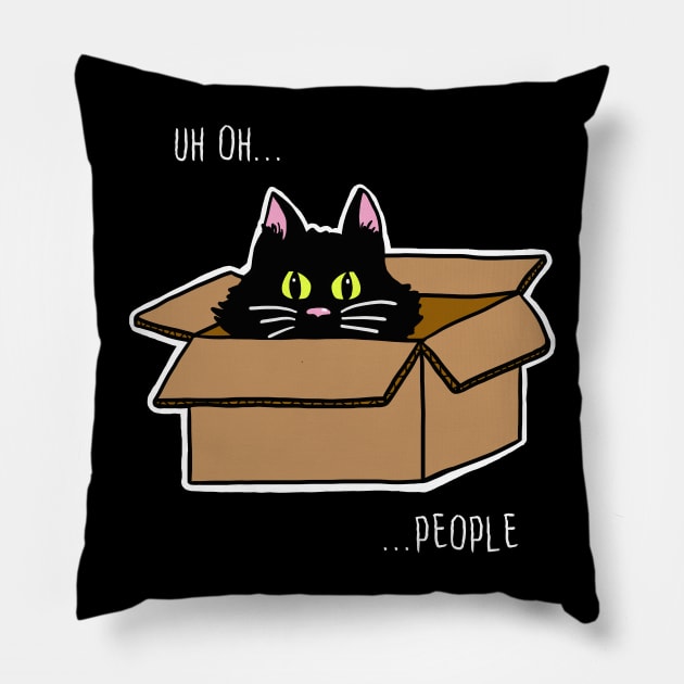 Scaredy Cat Says "Uh oh...people" Pillow by SNK Kreatures