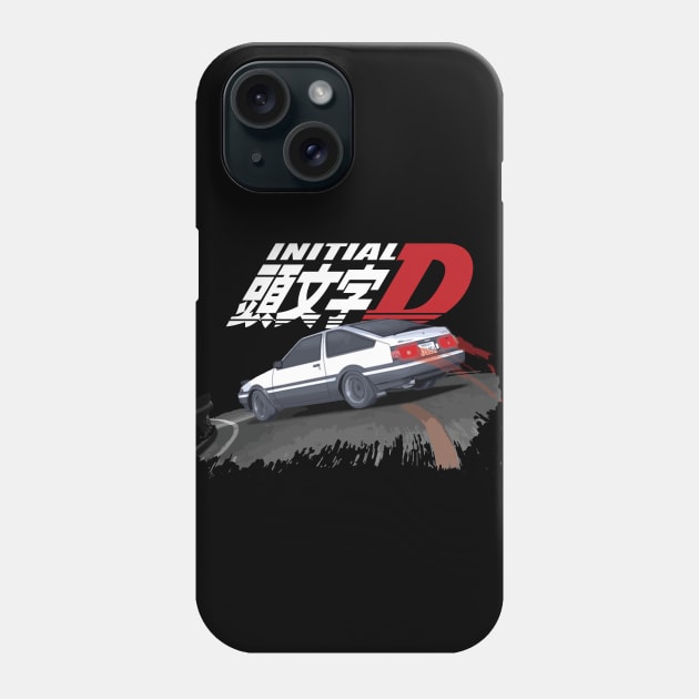 Initial D  AE86 - JDM Mountain Downhill Night Ride Drift Racing Takumi Fujiwara Phone Case by cowtown_cowboy