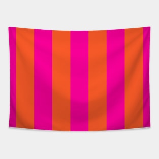 Hot Fuchsia Pink and Burnt Orange Stripes Tapestry