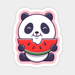 Cute Panda Eating Watermelon Cartoon Magnet