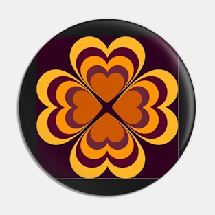 Autumn clover heart - burgundy Pin