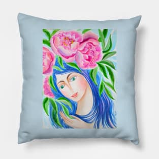 My Peonies Watercolor Painting Pillow