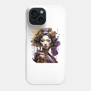 Purple Geisha with gold ornaments Phone Case