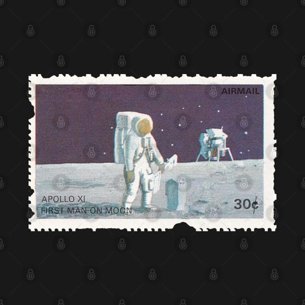 Man On The Moon Vintage Postal Stamp Astronaut Art by JMCdesign