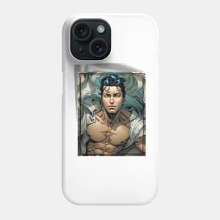 Cartoon superhero ripping his shirt off Phone Case