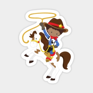 African American Boy, Cowboy, Sheriff, Lasso Magnet