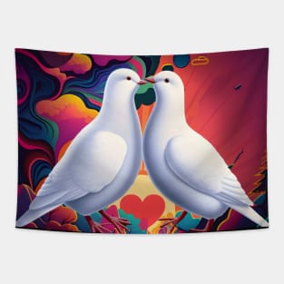 Pride: Dove Love No. 3 on a Dark Background Tapestry