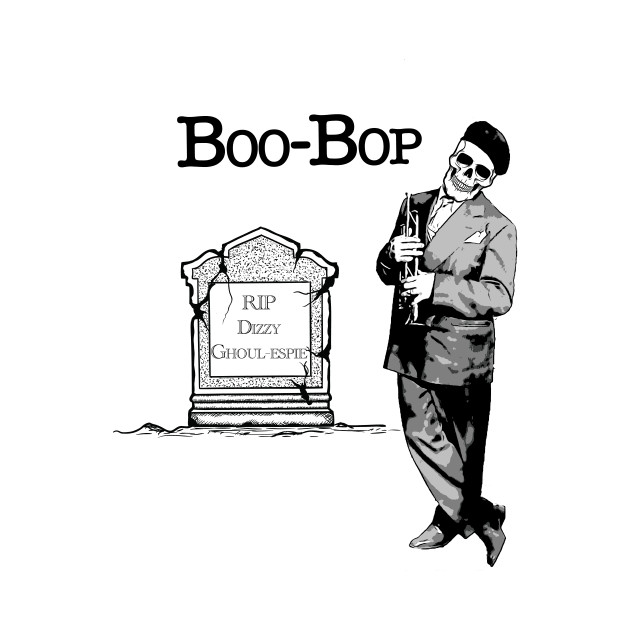 Funny Jazz Halloween T-Shirt, Dizzy Ghoul-espie Boo-Bop Jazz Musician Gift Tee, Bebop Trumpet Player Trick or Treat Music Novelty TShirt by Jazz Nerd Paradise