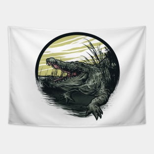 Dark Alligator Swamp Grunge Tapestry