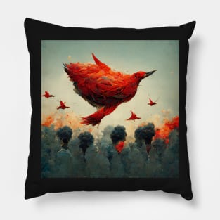 A flock of burning red birds Pillow