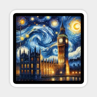 Big Ben Tower Starry Night - Beautiful Iconic Places Magnet