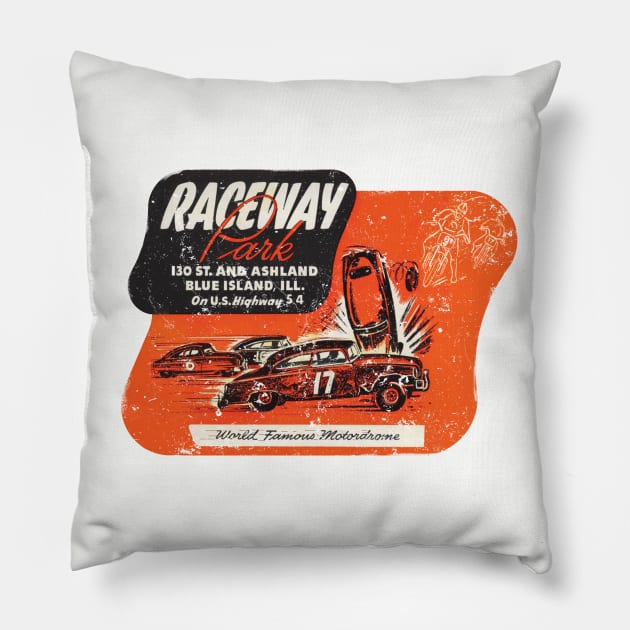 Raceway Park Pillow by retrorockit