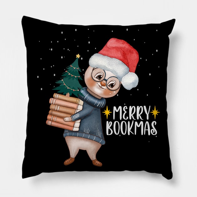 Merry bookmas Pillow by DottedLinePrint