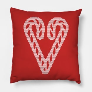 Christmas Sweater Knitted Candy Cane Heart Pillow