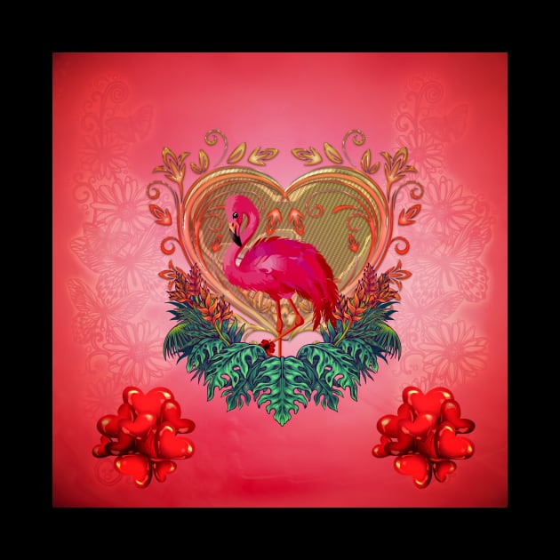 Wonderful flamingo with heart and flowers by Nicky2342