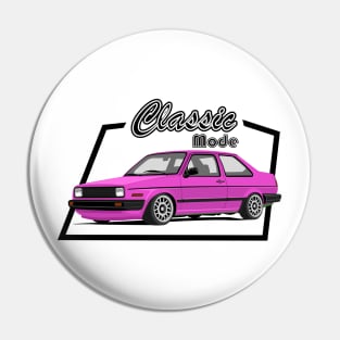 Car sedan in classic mode pink Pin