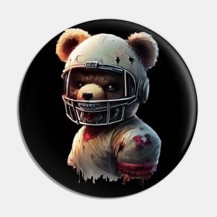 Spooky teddy bear football player Pin