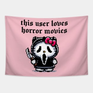 This user loves horror movies, Ghostface pixel art by Strange Dollz Boudoir Tapestry