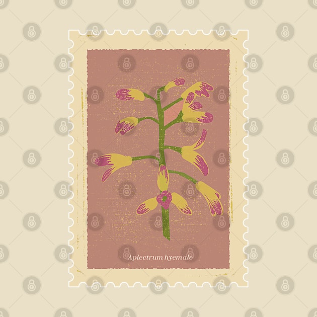 Vintage Plectrum Hyemale Flowers Stamp by ThimiraSL