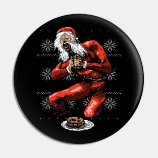 Santa Devouring His Cookies Pin