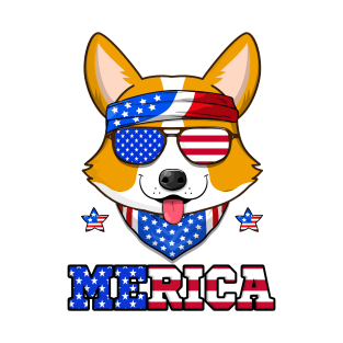 Merica Corgi Funny 4th Of July T-Shirt