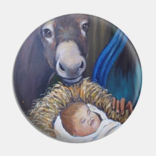 Baby Jesus with Donkey Pin