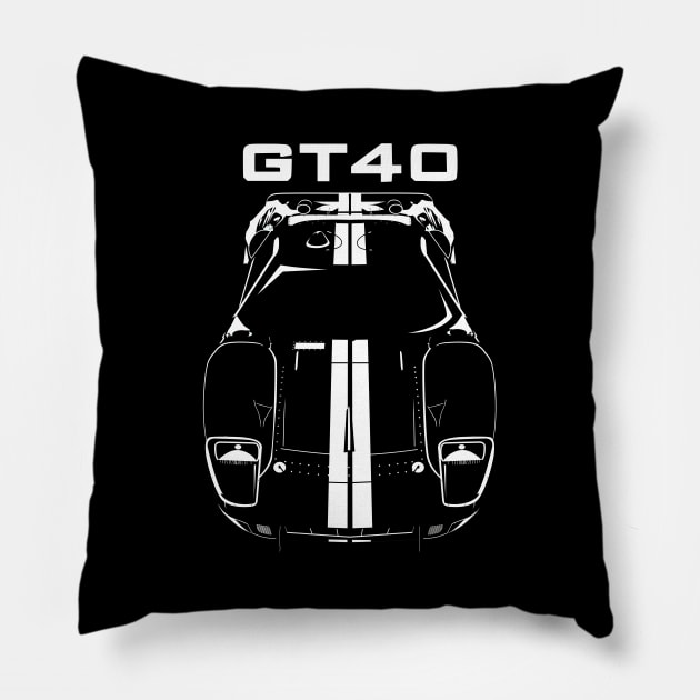 Ford GT40 - White Stripes Pillow by V8social