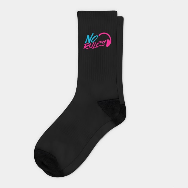 No Rules Punk DJ Skeleton Socks by Mara Bun