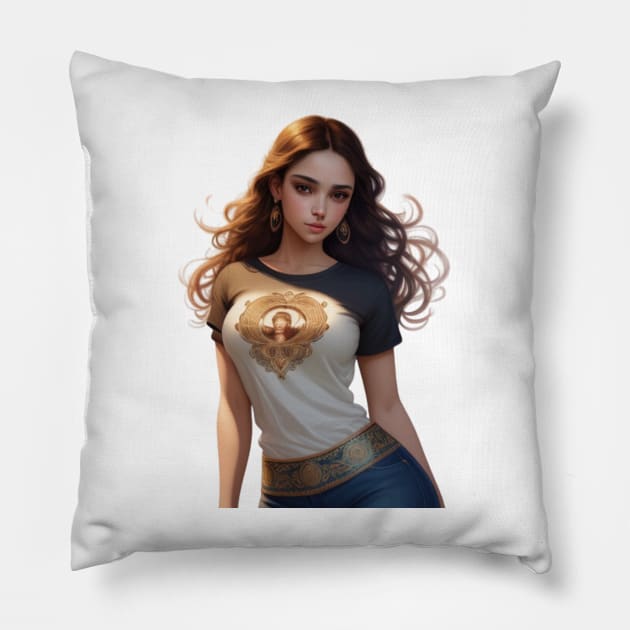 beautiful woman Pillow by Br Justos Designer