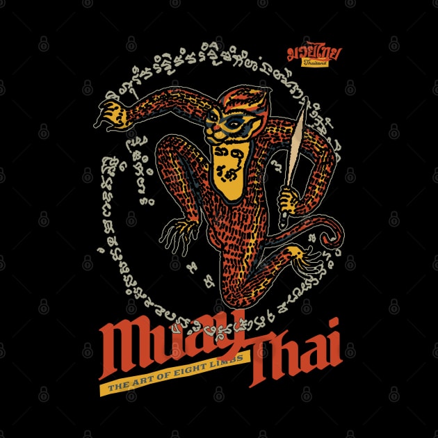 Vintage Muay Thai Sak Yant Monkey Tattoo by KewaleeTee