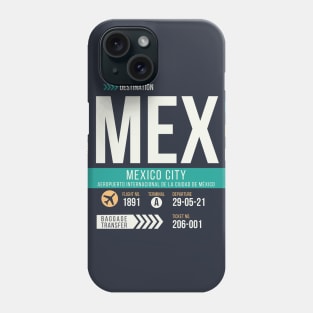 Mexico City (MEX) Airport Code Baggage Tag Phone Case