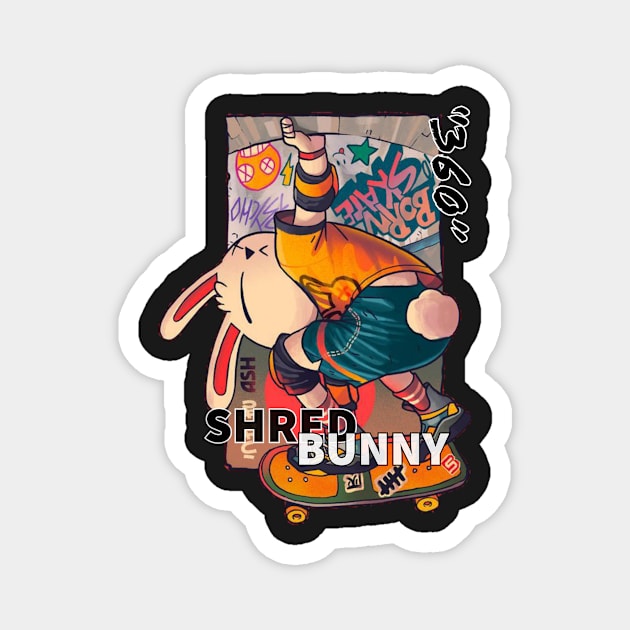 Skateboard bunny Magnet by Kanjiworldwide