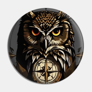 Eagle Owl Compass Pin