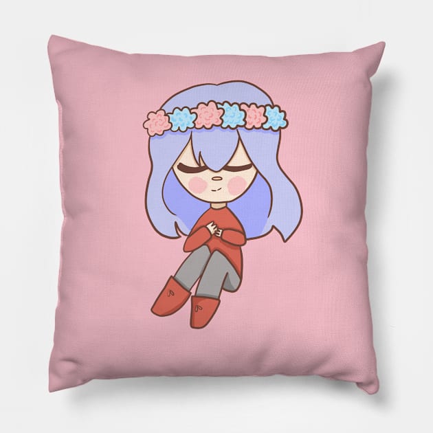 Cute Dreaming Little Girl Pillow by UwU Kitty